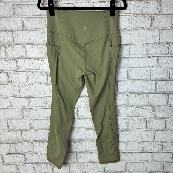 Athleta Leggings Salutation Stash Pocket II Cutout 7/8 Crop Athletic Green M - Picture 3 of 12